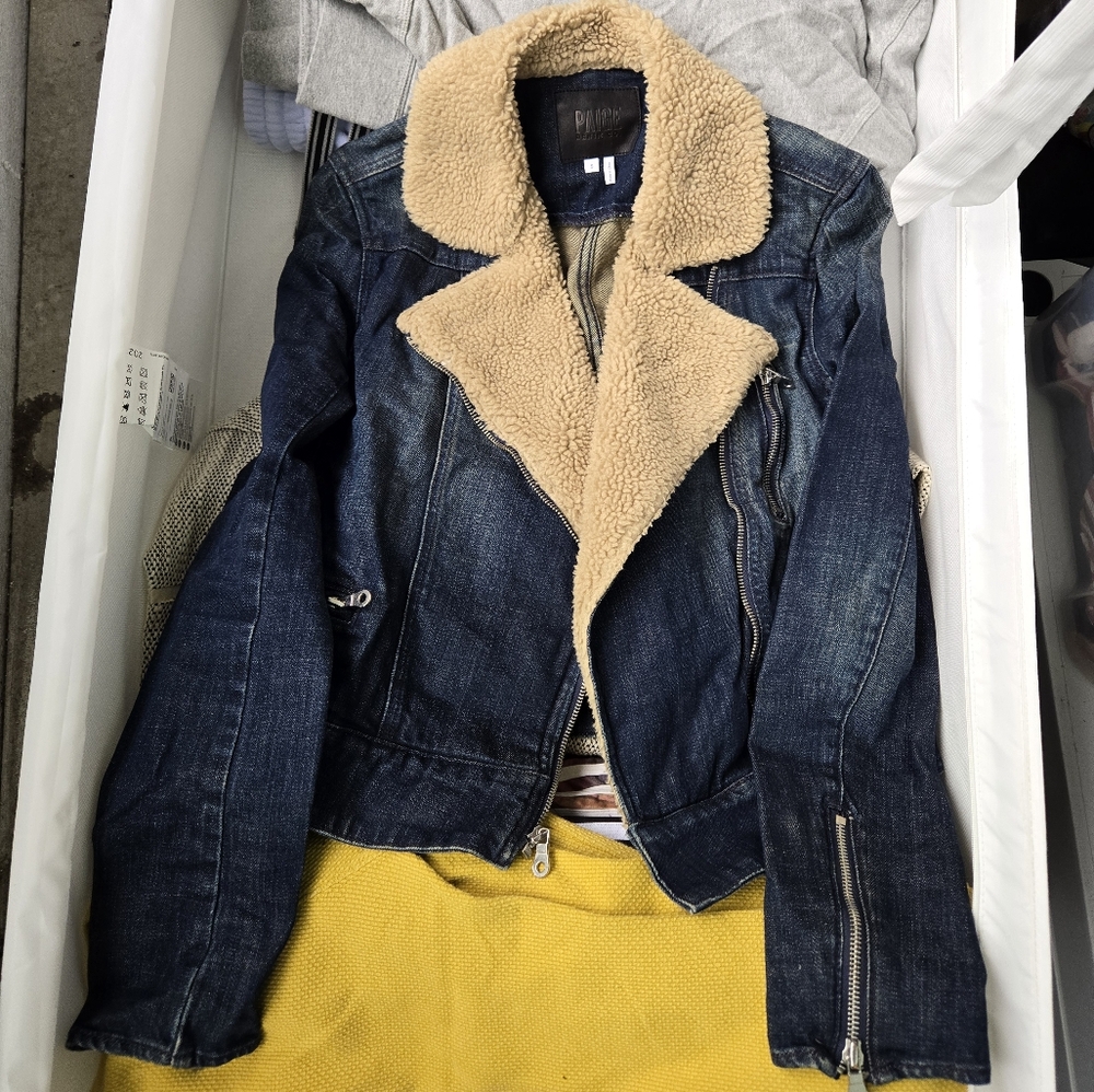 Paige Denim Jacket with Sherpa Collar S